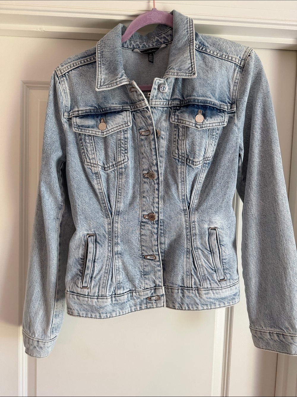 100% Cotton White House Black Market Light Wash Denim Jean Jacket